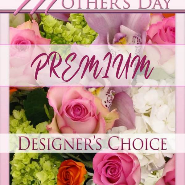 Pink Mother's Day premium designer's choice floral arrangement graphic