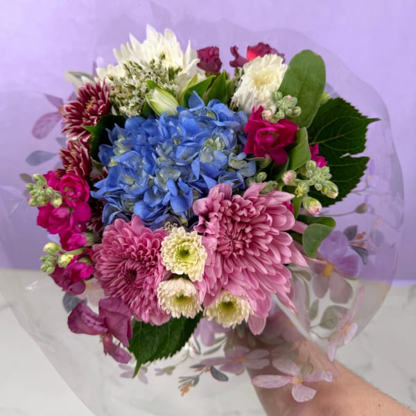 Cool & Serene Wrapped Bouquet - Petite