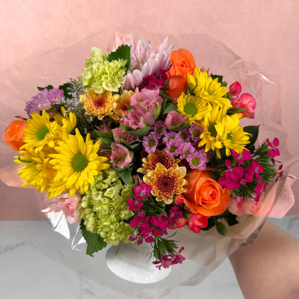 Bright & Cheerful Wrapped Bouquet - Grand