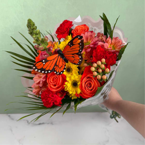 Mother's Day Bright Beauty Butterfly Wrapped Bouquet