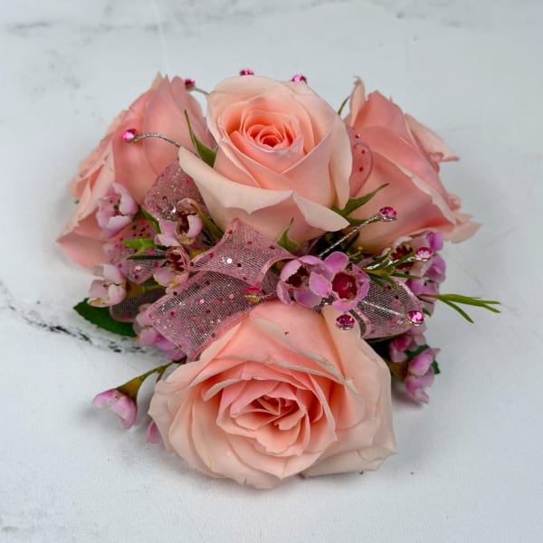 Rose Quartz 4 Rose Wrist Corsage