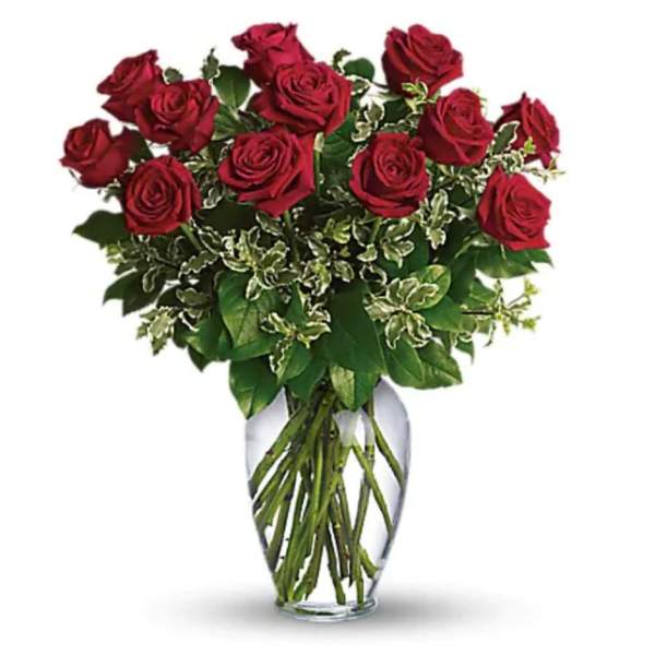 A dozen red roses