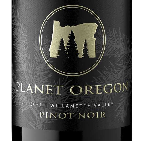 Wine bottle label reading Planet Oregon Pinot Noir
