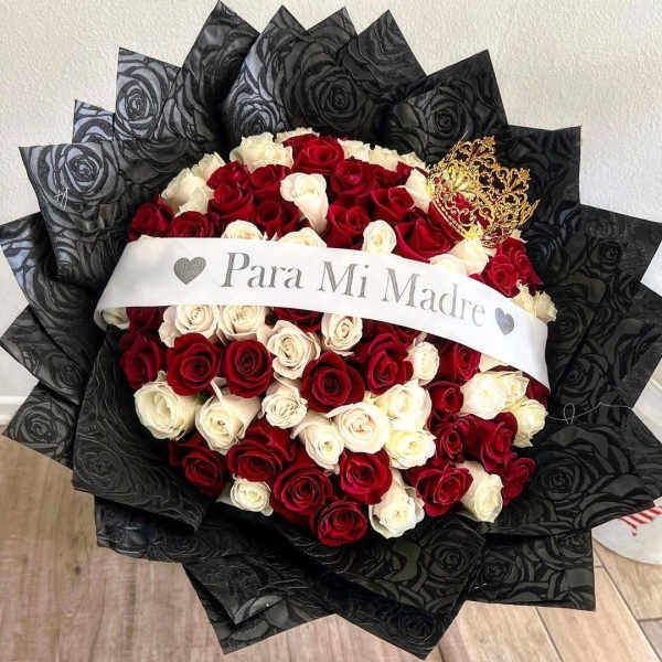 Queen of Hearts for Mom( 75 roses )