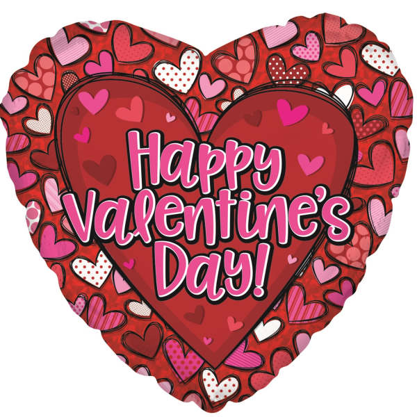 Happy Valentine's Day - Pattern Hearts - Balloon