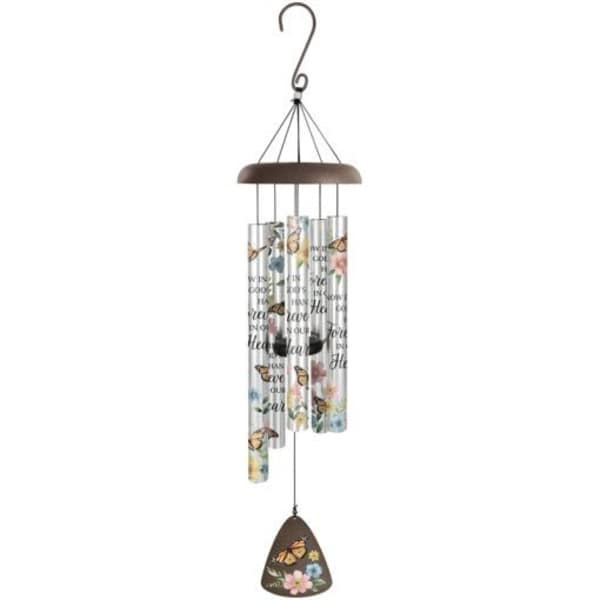 "In Our Hearts" 38" Wind Chime DISPLAYED ON A STAND