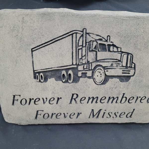 "Forever Remembered" Truck Concrete Stone with Easel