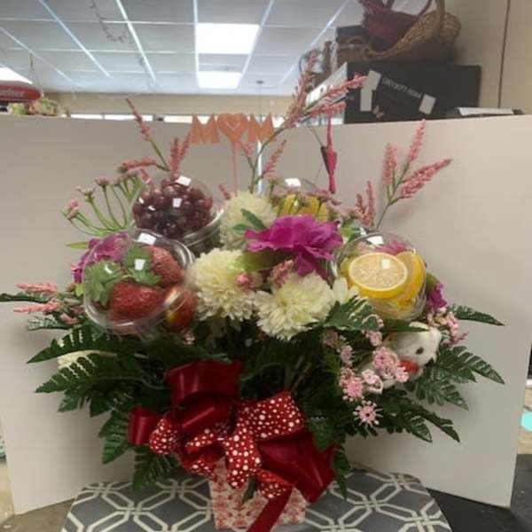 FRUIT OR CANDY BOUQUET WITH FLOWERS