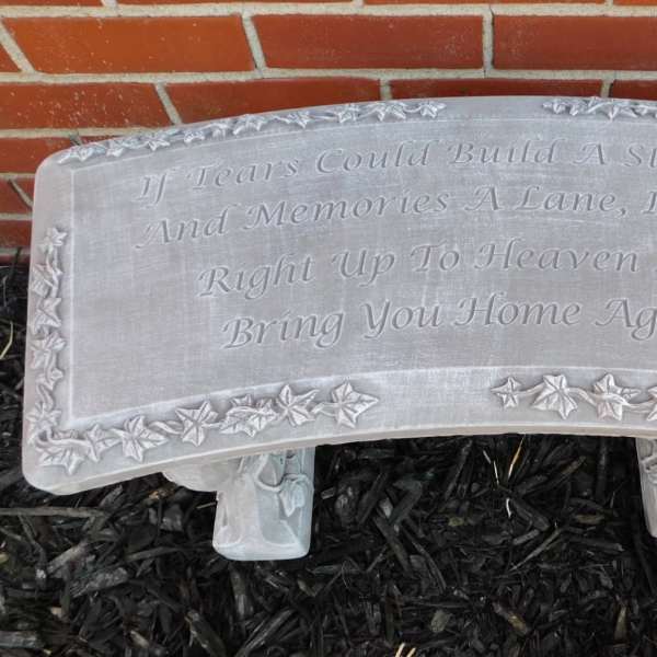 Decorative memorial plaque with an engraved sympathy quote