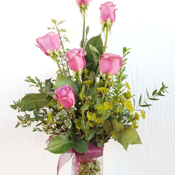 Purple half dozen roses