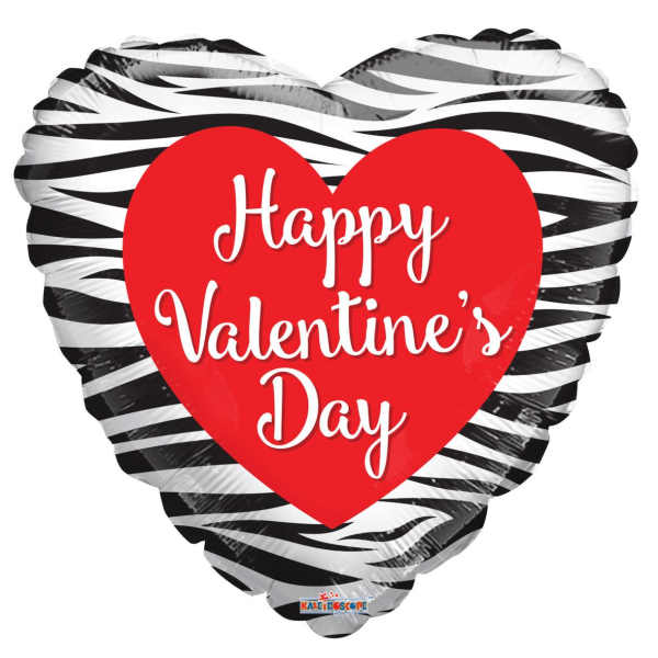 Heart-shaped Valentine’s Day balloon with zebra stripes