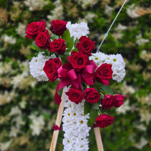 White and Red Funeral Cross