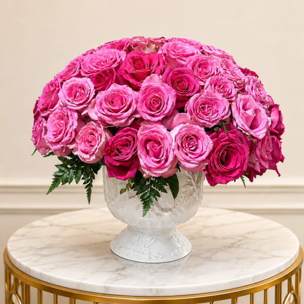 All pinks in white cup