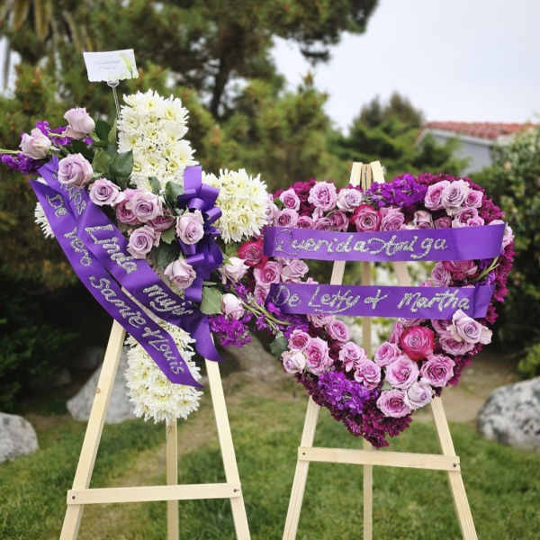 Memories of Joy Purple and white funeral set
