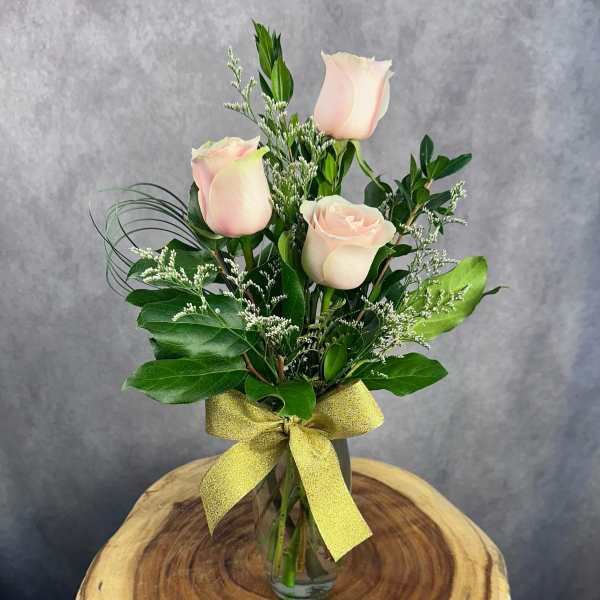 Pink Rose Trio in a Vase