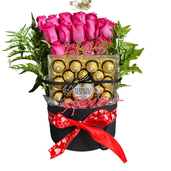 box fucsia roses