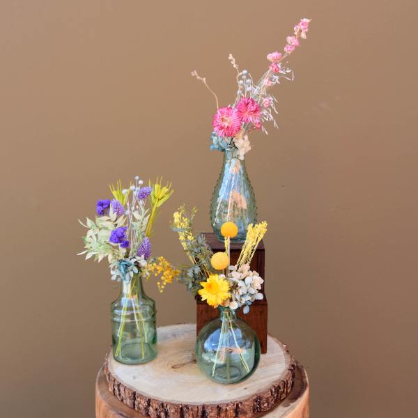 Preserved Flowers in Bud Vases