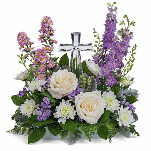 Soft Lavender & White Crystal Cross