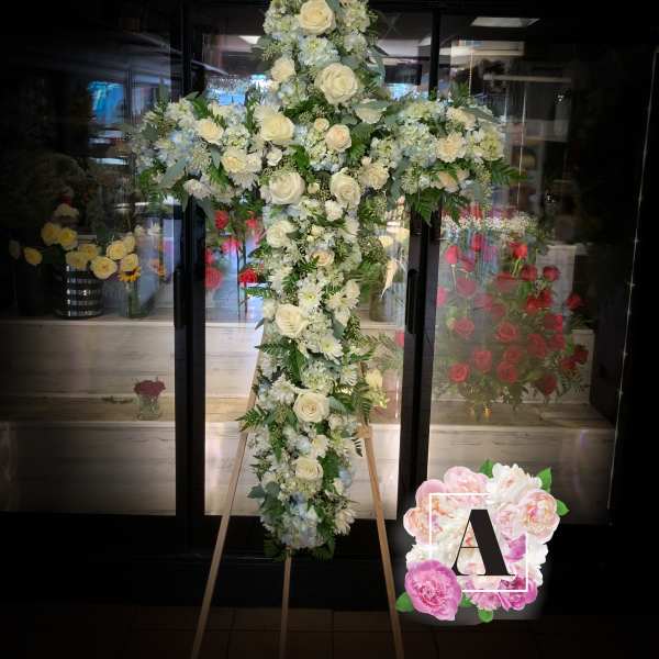 Sky blue sympathy arrangement