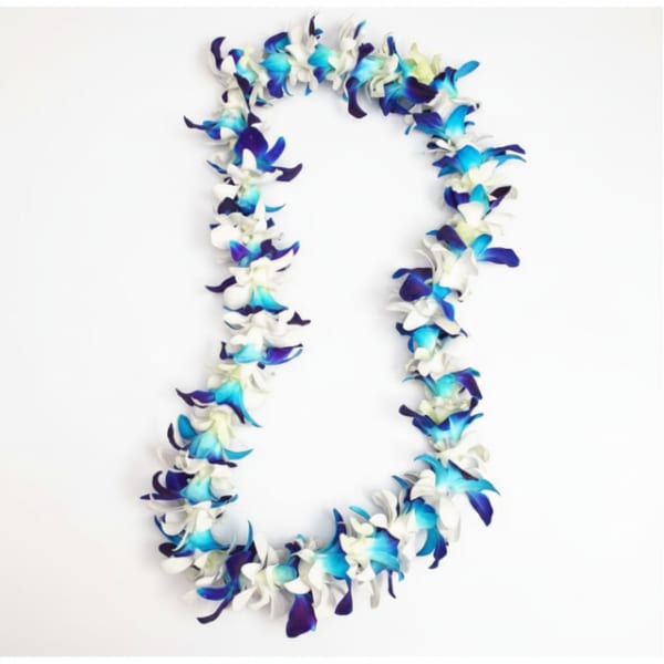 Single white and Blue Lei