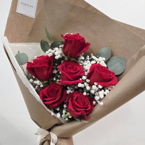 Red Rose Wrapped Bouquet
