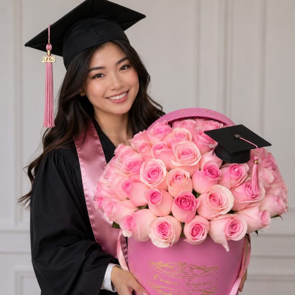 50 Pink roses for Grad