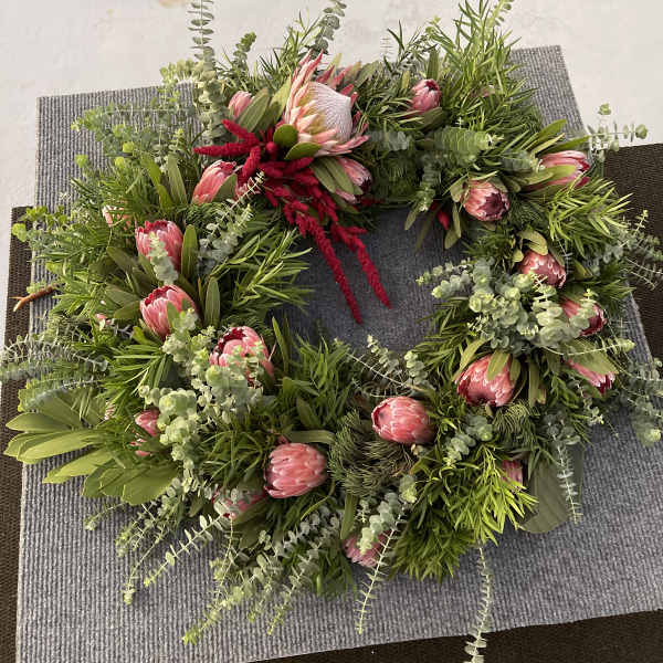 Seasonal Protea wreath florist choice