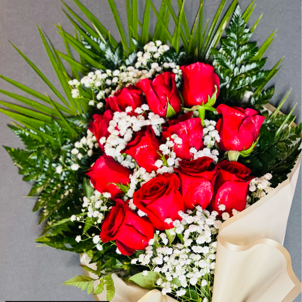 Dozen wrapped roses
