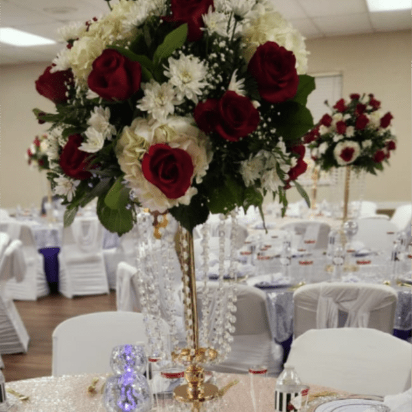 Table arrangement for special event red roses