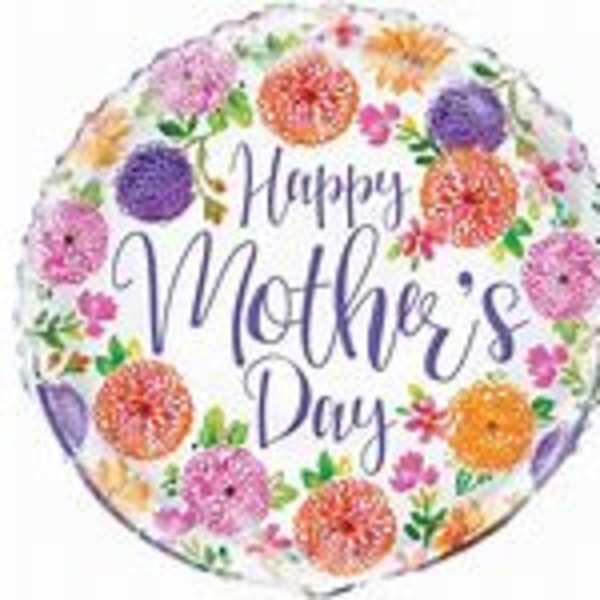 Round floral balloon with "Happy Mother's Day" text