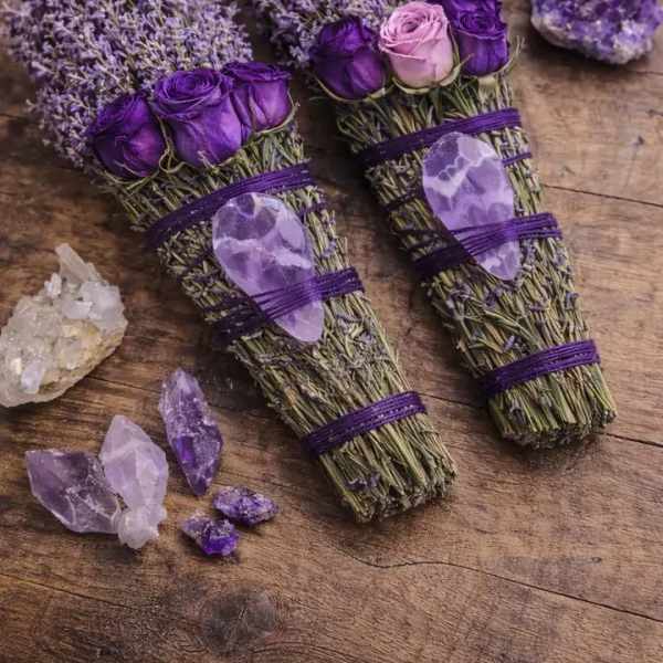 Amethyst Sage Rosemary Smudge Stick