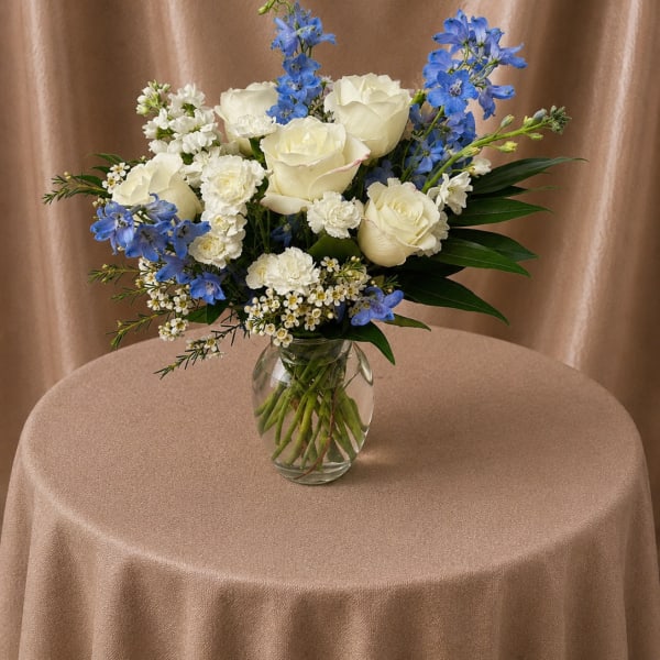 Elegant Blue & Ivory Garden Bouquet