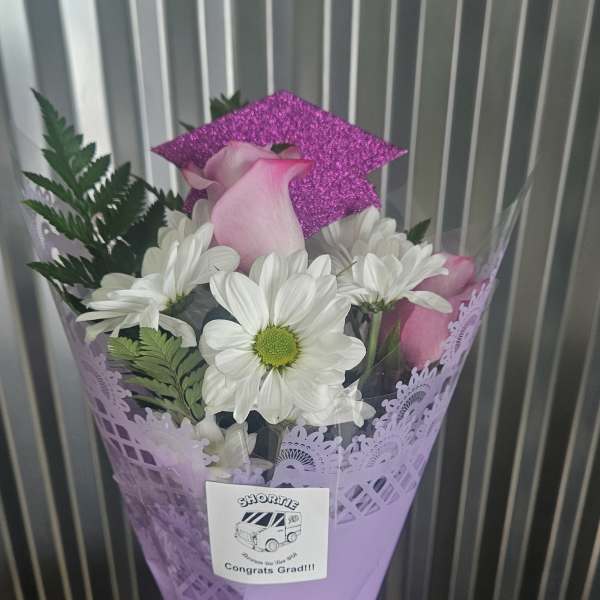 Grad Bouquet in Purple and White