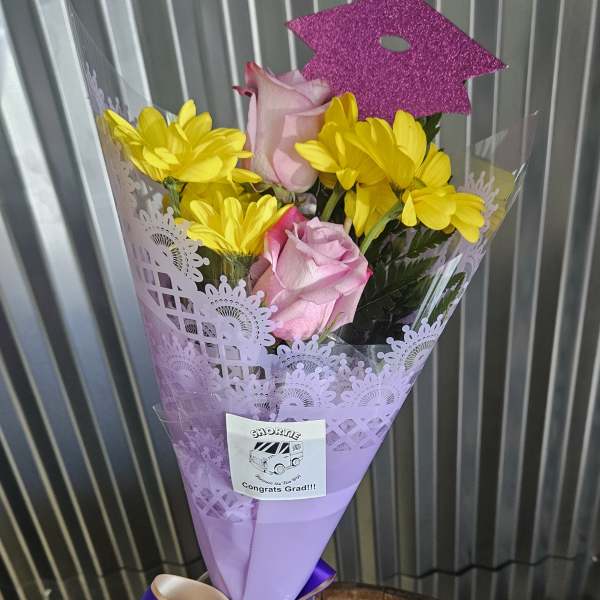 Grad Bouquet in Purple and Yellow