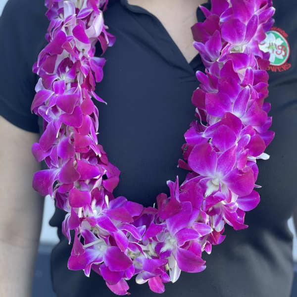 Double purple orchid lei