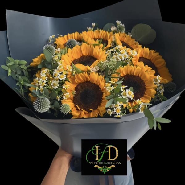 Sunflower Wrapped Bouquet (No Vase)
