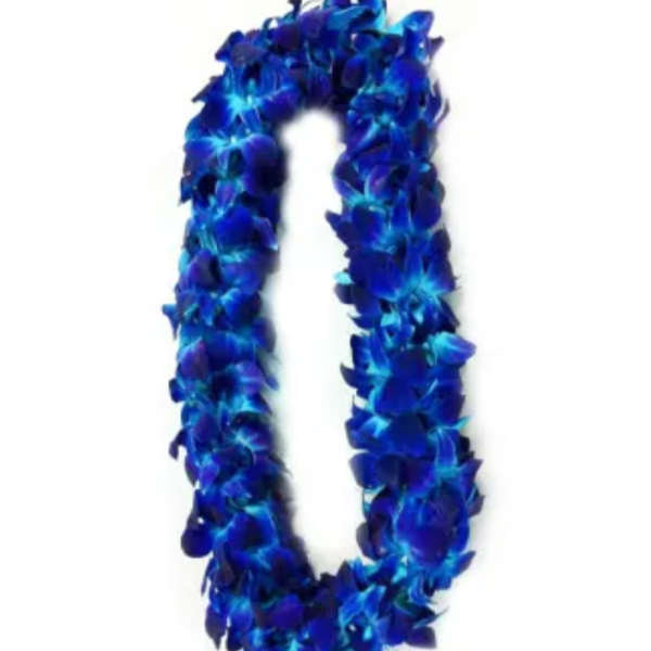 Blue Premium Double Orchid Lei pre order only