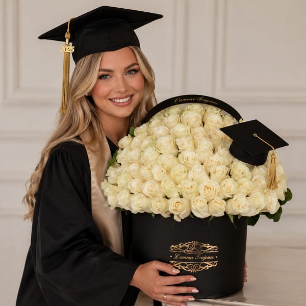 75 White Roses for Grad