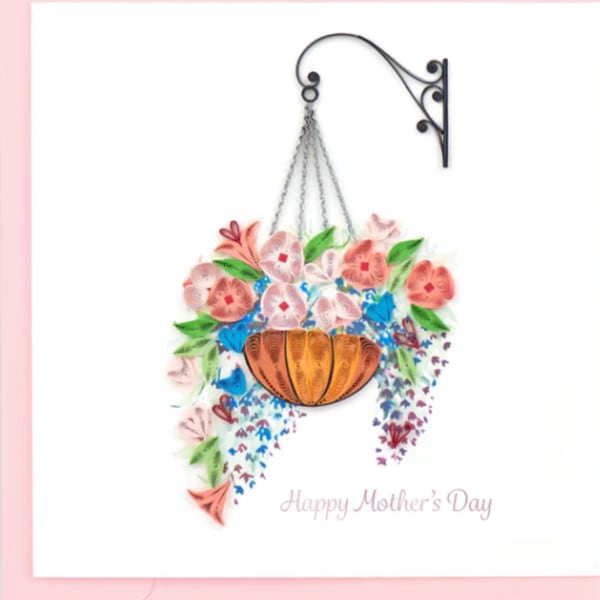 Hanging floral wall art with a pumpkin and "Happy Mother's Day" text