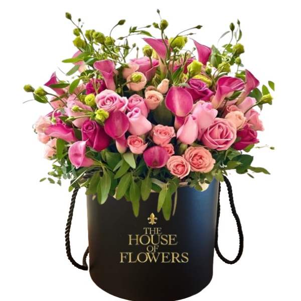 Pinks in a Hat Box