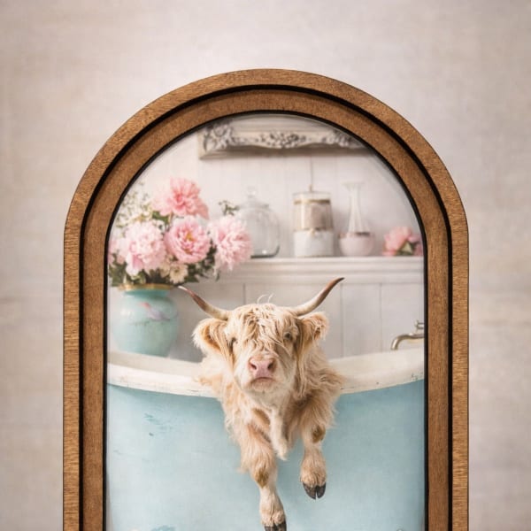 Aqua Highland In Tub Framed Art