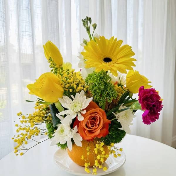 Citrus Sunshine - Fresh Orange Floral Design
