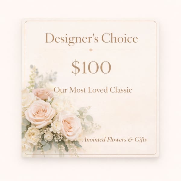Designer’s Choice $100 floral gift card with blush roses