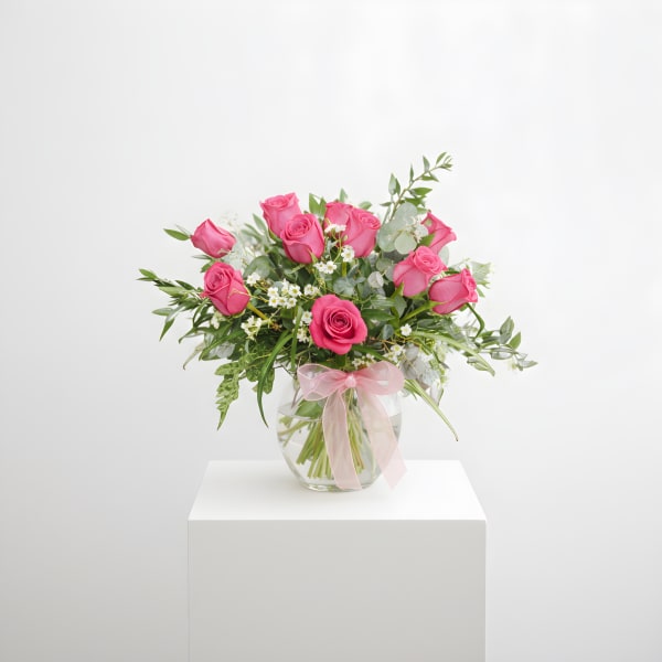 Blushing Elegance-Twelve Pink Roses