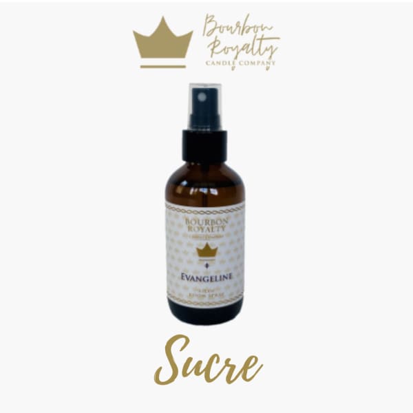 Amber spray bottle labeled Bourbon Royalty Sucre