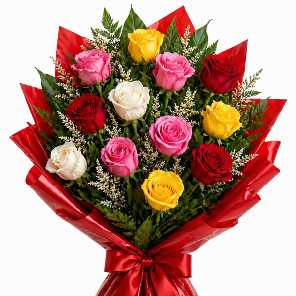 Mixed Wrapped Rose Bouquet