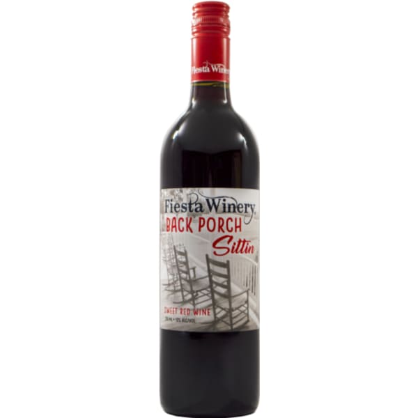 Bottle of red wine with a labeled front on a white background