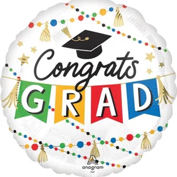 Colorful Streamers Congrats Grad Mylar Balloon