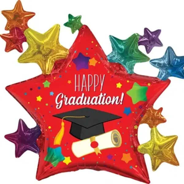 Jumbo Red Star Graduation Mylar Balloon