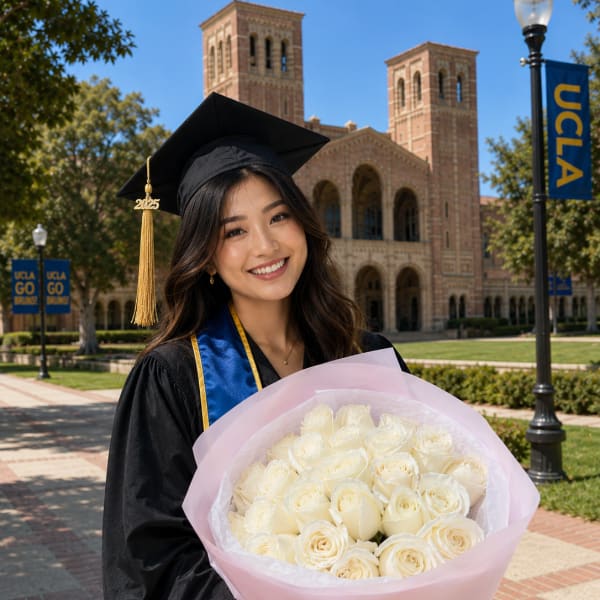 25 White roses for Grad